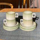 4 cups Brenne sandstone and saucers