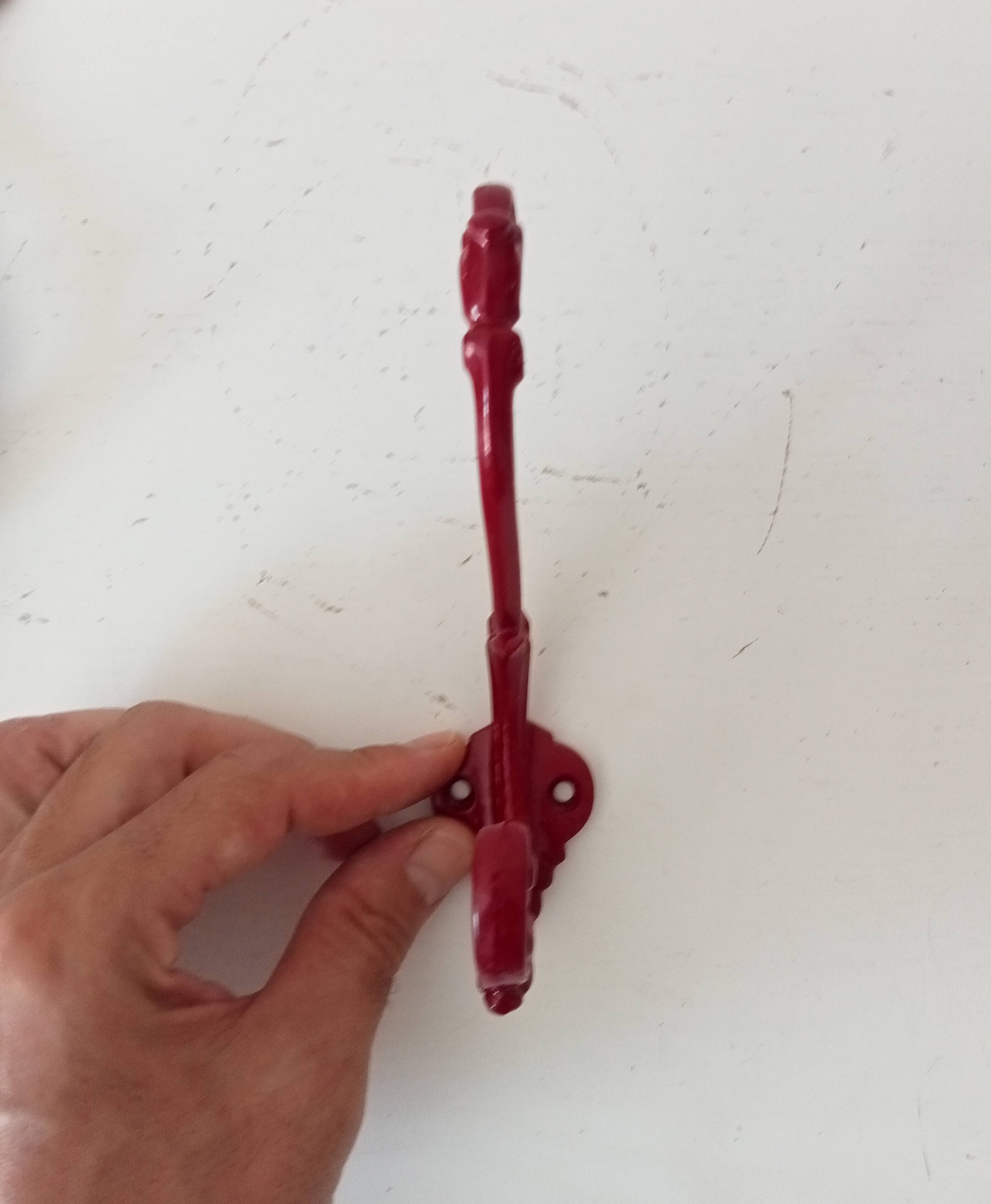 Vintage wall coat hook in enamelled cast iron