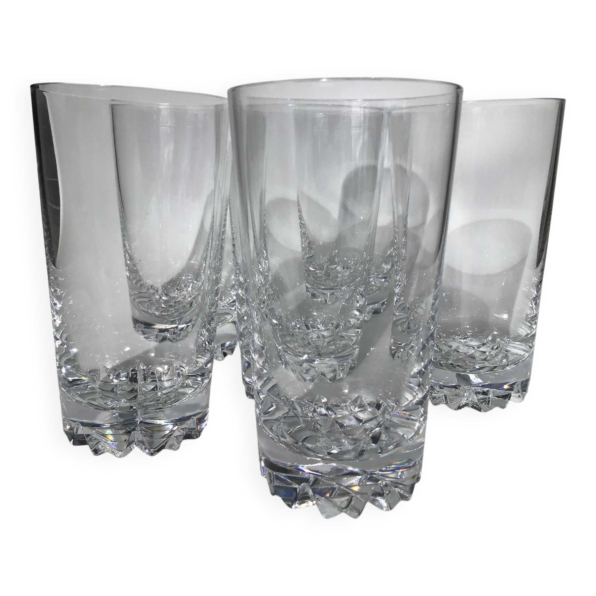 6 Crystal Long Drink Glasses with Spikes