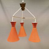 Hanging lamp with three shades/light sources, probably designed by Bent Karlby in the late 1950s
