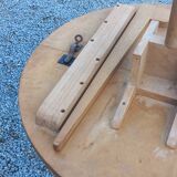 1950s round oak table, 2 heights, central quadripod leg