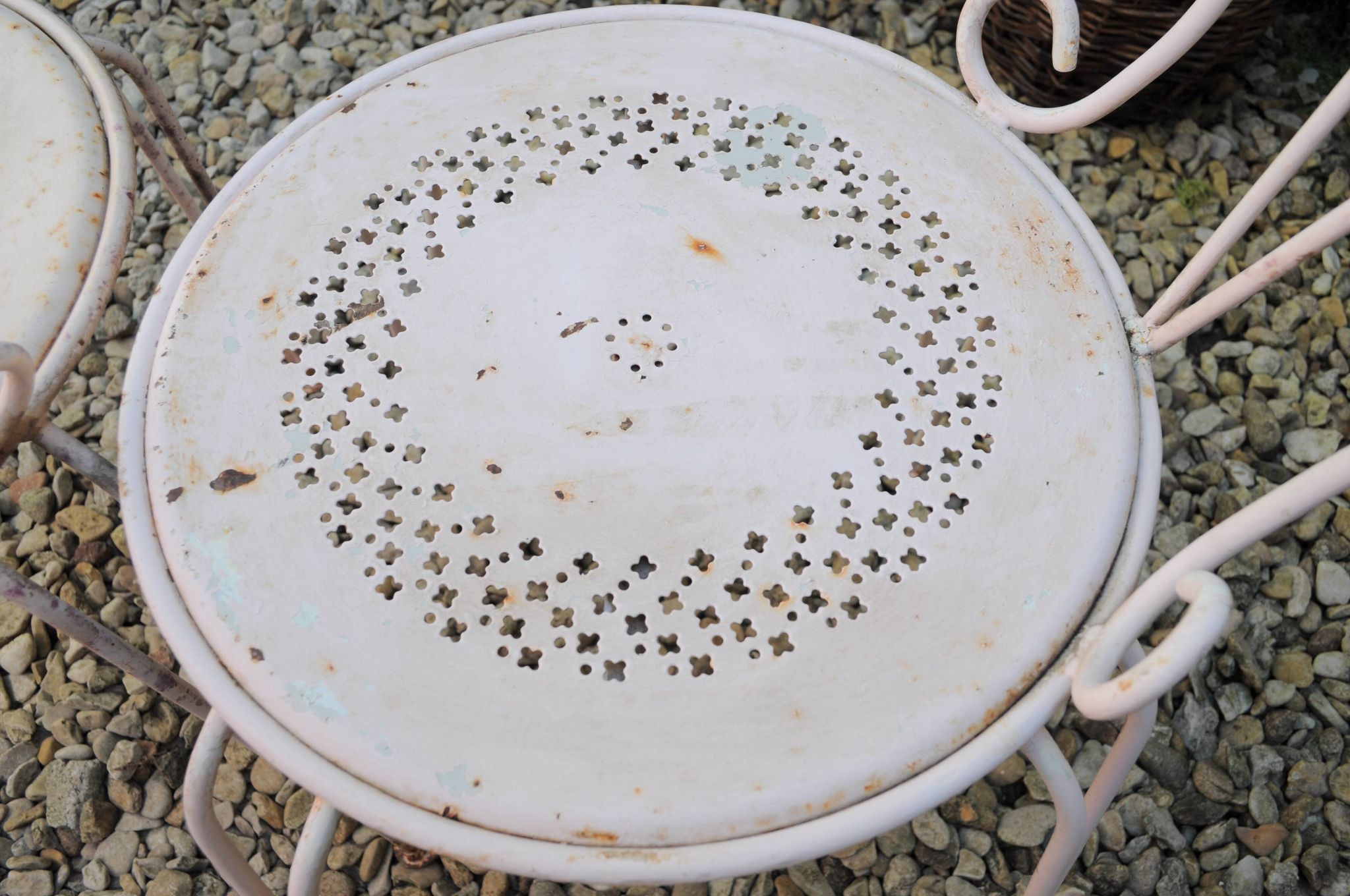 Paire de chaises de jardin Années 40-50 en métal blanc