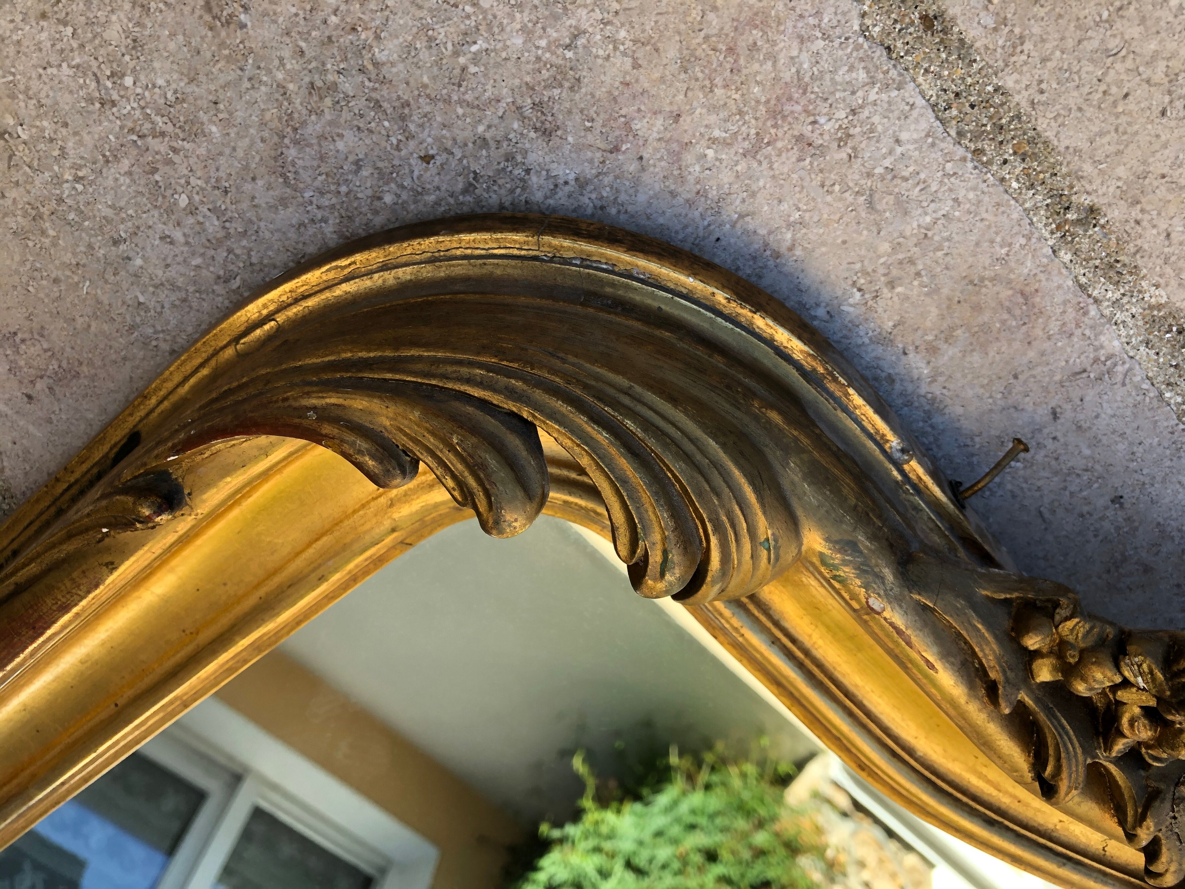 Old mirror in gilded wood 125x79cm