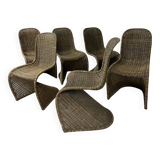 6 chaises design en rotin