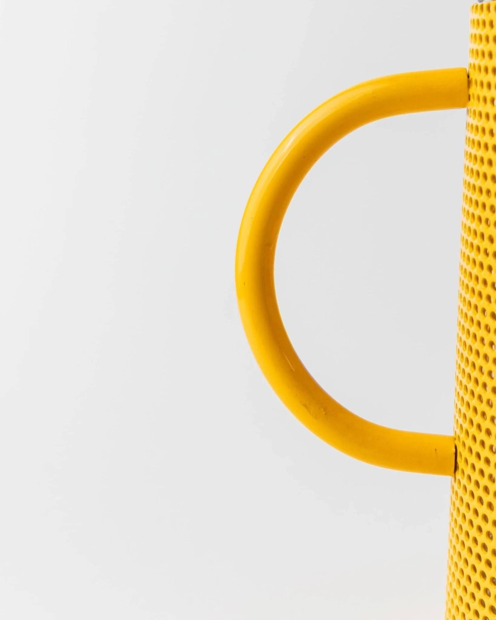 Transparent Glass Pitcher with Yellow Metal Sleeve and Pestle - Memphis Style, 1980s Italy