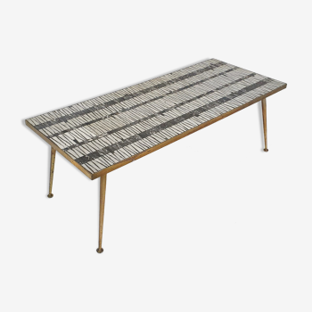 Berthold muller mosaic cofffe table with brass legs, germany 1950's