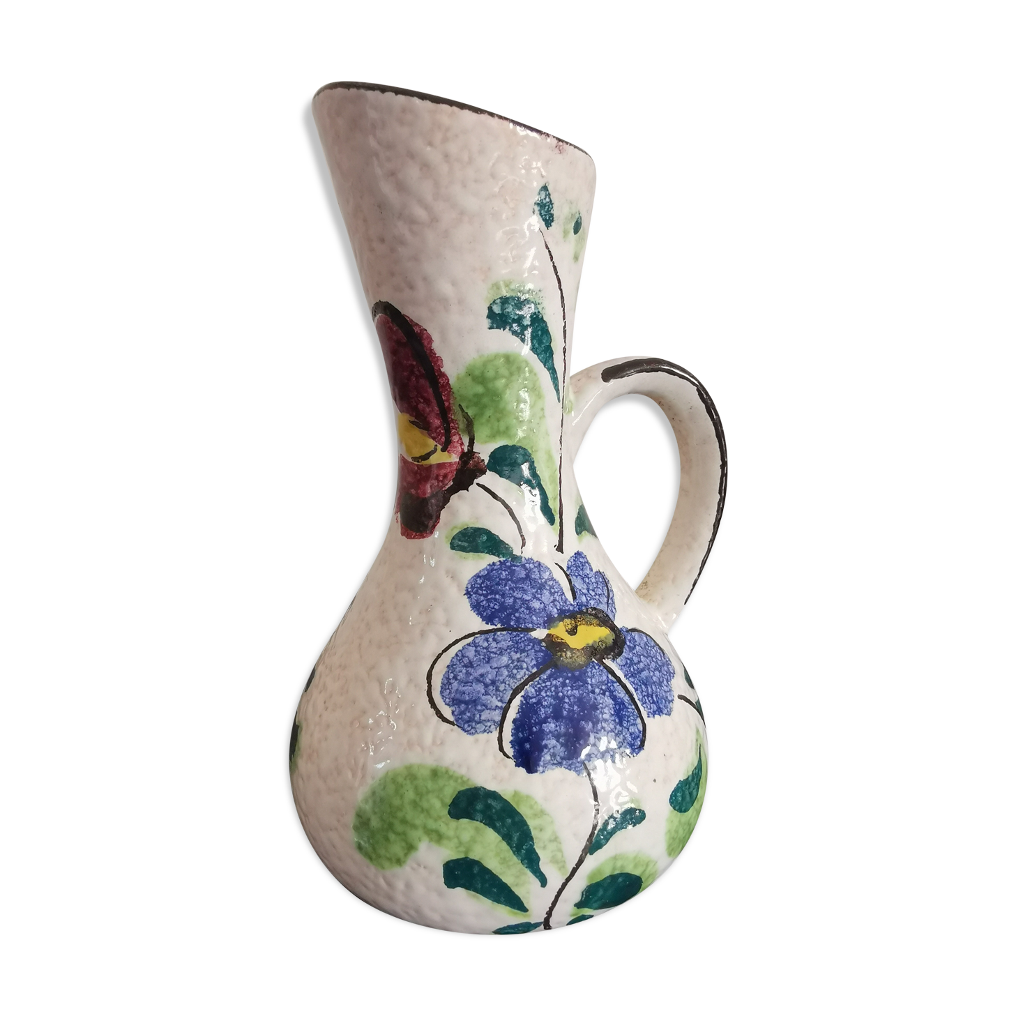 Vase with ceramic handle West Germany
