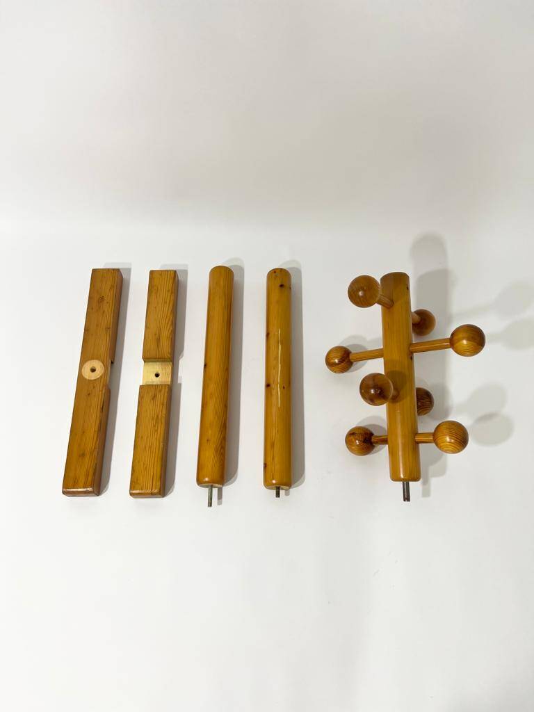 Vintage coat rack in solid pine