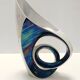 White and Iridescent Blue Ceramic Vase / Centerpiece by Lusso, Italy