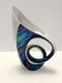 White and Iridescent Blue Ceramic Vase / Centerpiece by Lusso, Italy