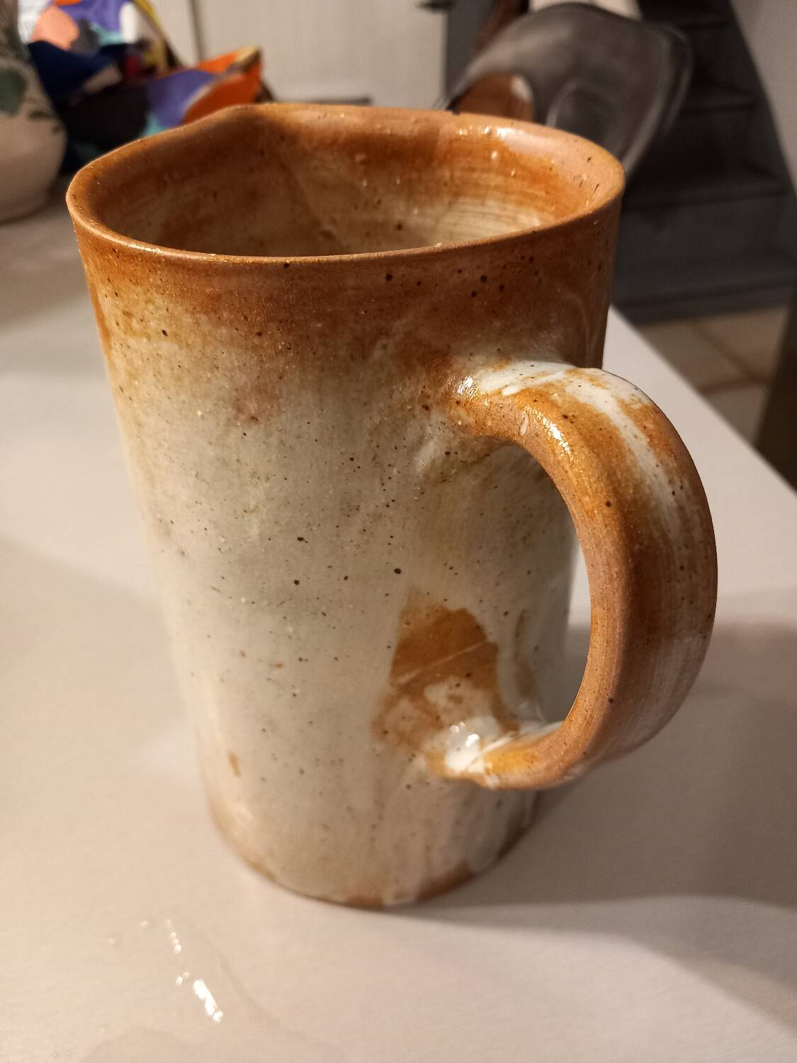 Pitcher/water or milk pot, old, in glazed stoneware