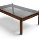 Percival Lafer coffee table in exotic wood and smoked glass – Brazil, 1970