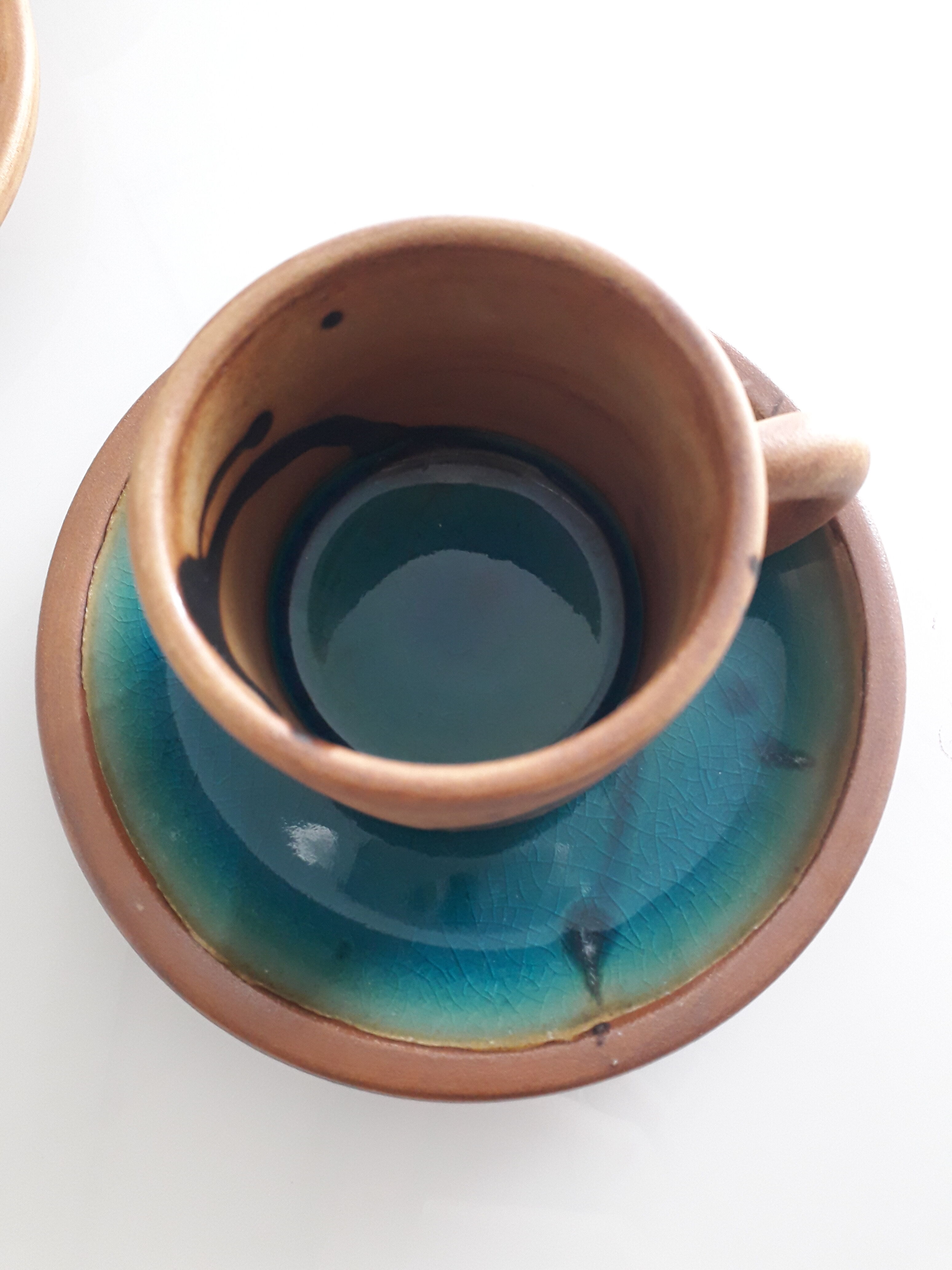 Coffee service stoneware glazed vintage ceramic art