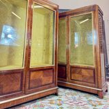 Pair of Louis XVI Style Marquetry Display Cabinets, 19th Century