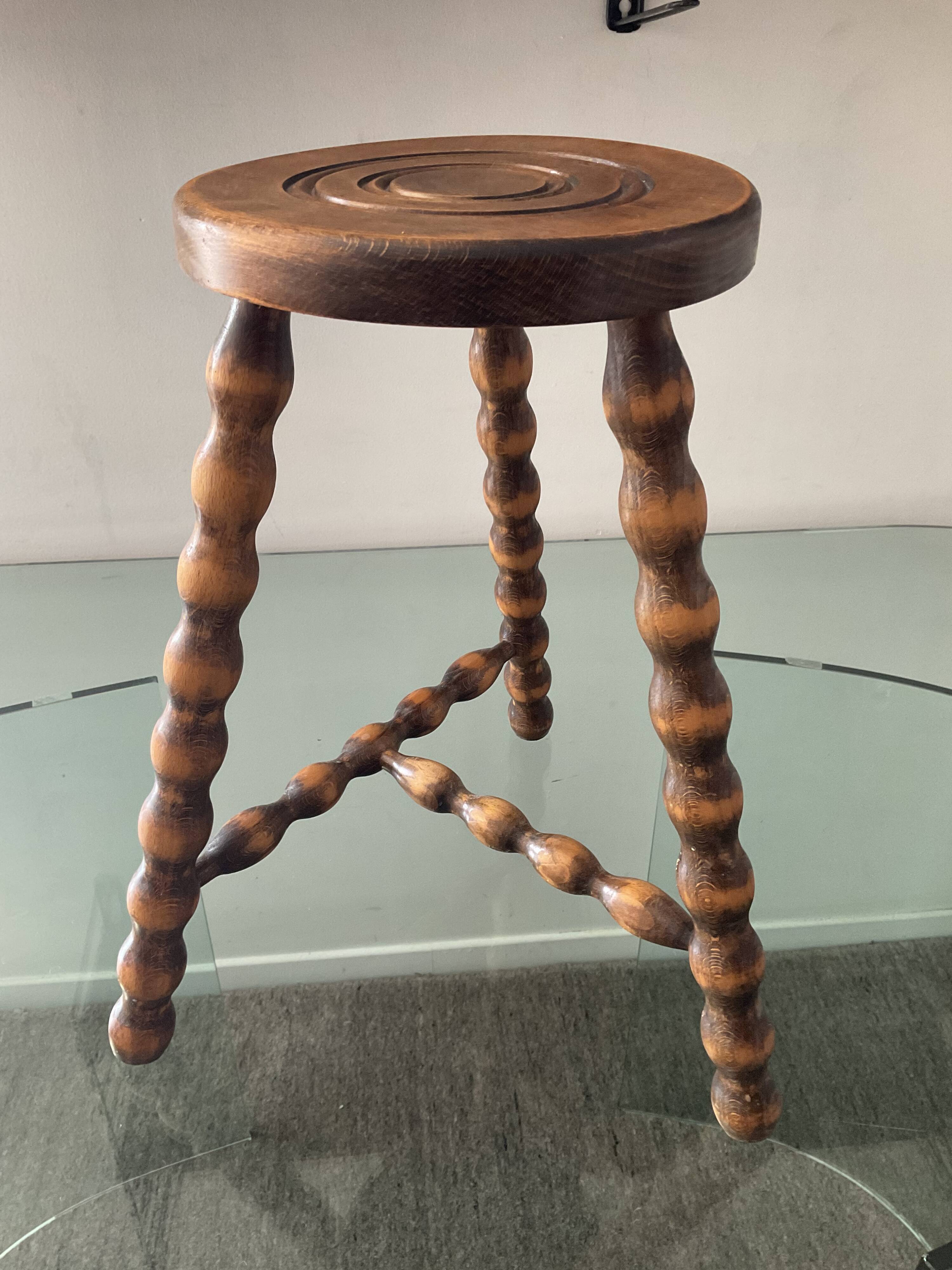 Vintage wooden tripod stool