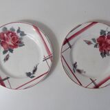 Digoin sarreguemines 2 flat plates la rose