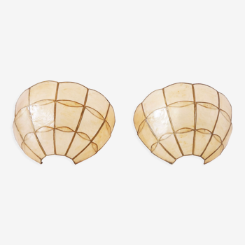 Pair of mother-of-pearl shell sconces