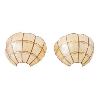Pair of mother-of-pearl shell sconces