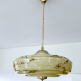 Grande suspension Art déco en verre marbré