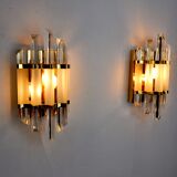 Pair of wall lamps Venini glass from Murano Italy 1970