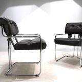 Mariani Tucroma set of two leather dining chairs by Guido Faleschini, 1970