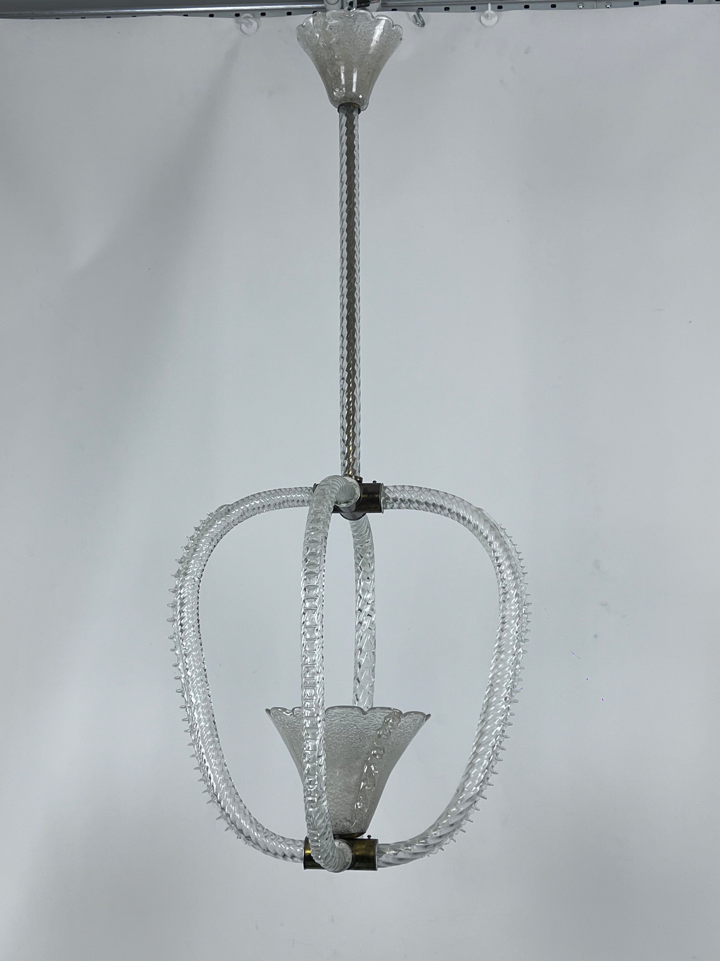 Ercole Barovier Murano glass pendant lamp Italy 1930s