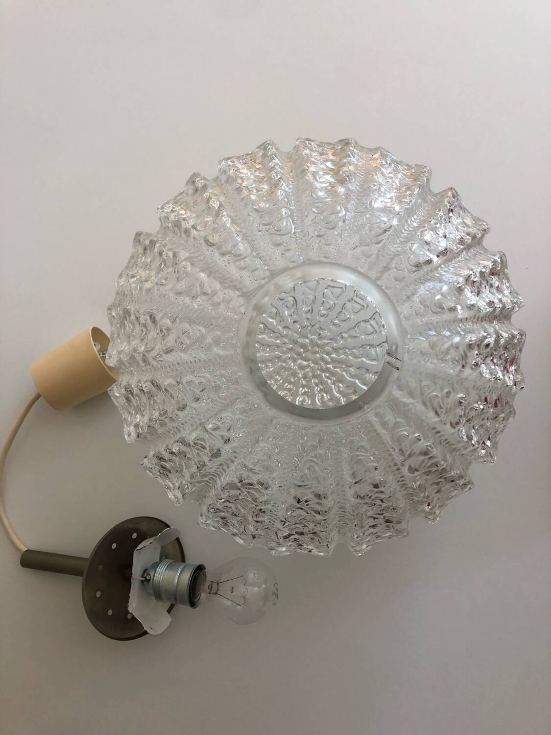 Vintage frosted glass pendant light by Dorian Leuchten