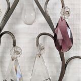 Metal wall candle holder with glass tassels