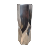 Silver metal hexagonal vase