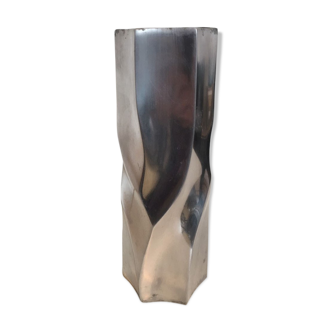 Silver metal hexagonal vase