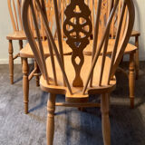 Set of 6 Dutch chairs in solid beech wood.