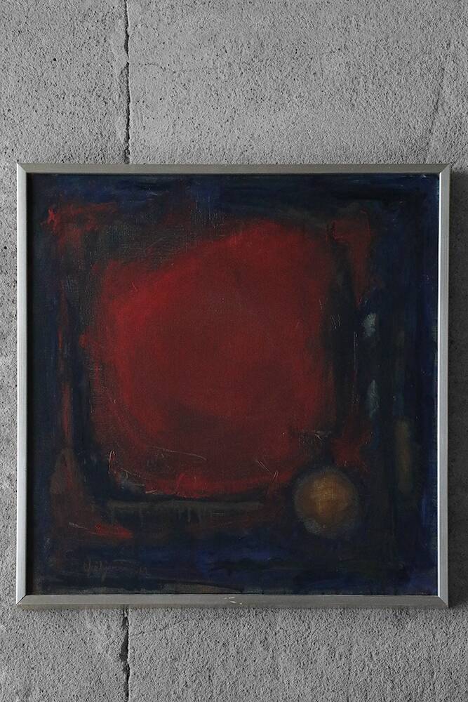 Eke Bjérén, Röd Aften, Huile sur toile, 1962, Encadrée