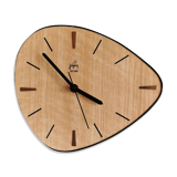 Vintage formica clock silent asymmetrical wall pendulum "Japy wood"