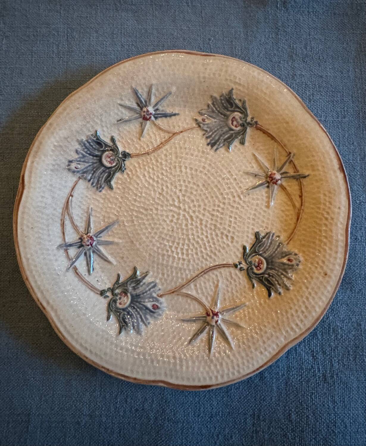Wasmuel barbotine coffee and dessert plate service, late 19th century (19th century)