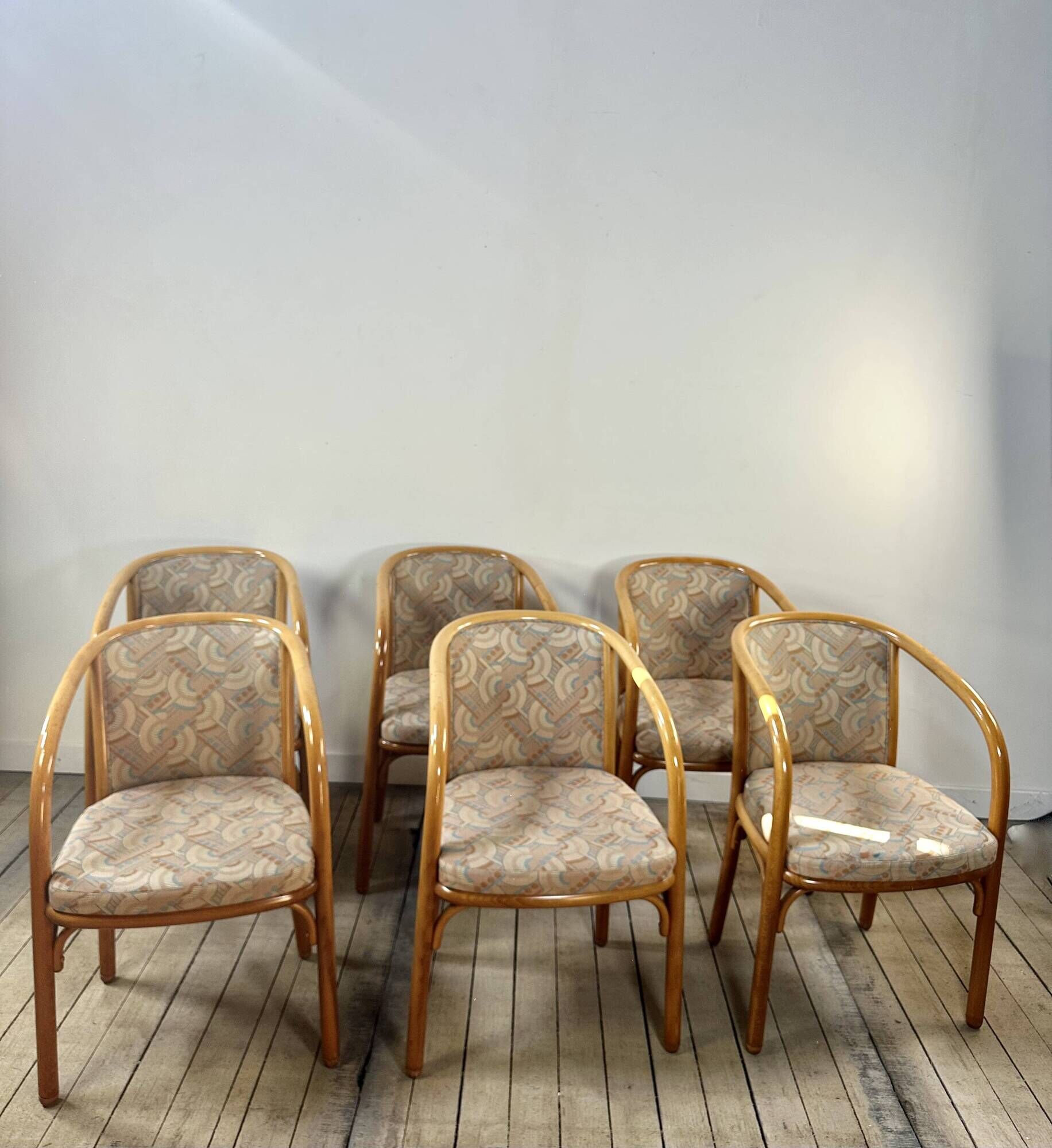 Set of 6 Baumann armchairs France 1980s