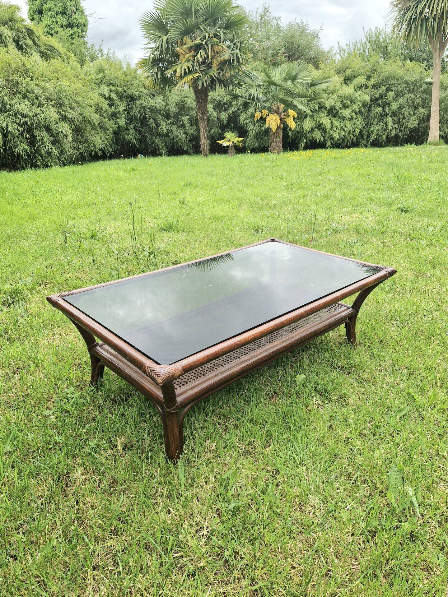 Table basse en bambou et rotin