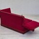 1970s, Danish drop arm "Spanish" sofa, original condition, cherry red furniture velour.