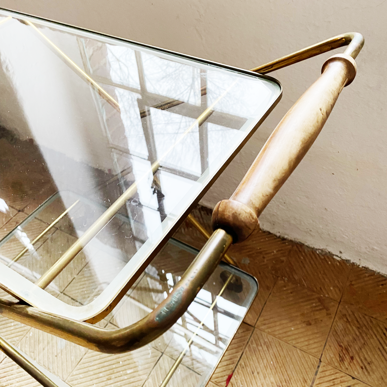 Italian brass serving trolley, 1950s