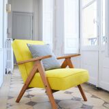 Kompas armchair yellow ribbed velvet