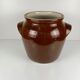 Large confit/grease pot, antique stoneware, brown colour, 1900.