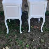 Pairs of bedside tables 1 drawer Louis xv style white