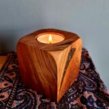 Porte bougie en bois fait à la main