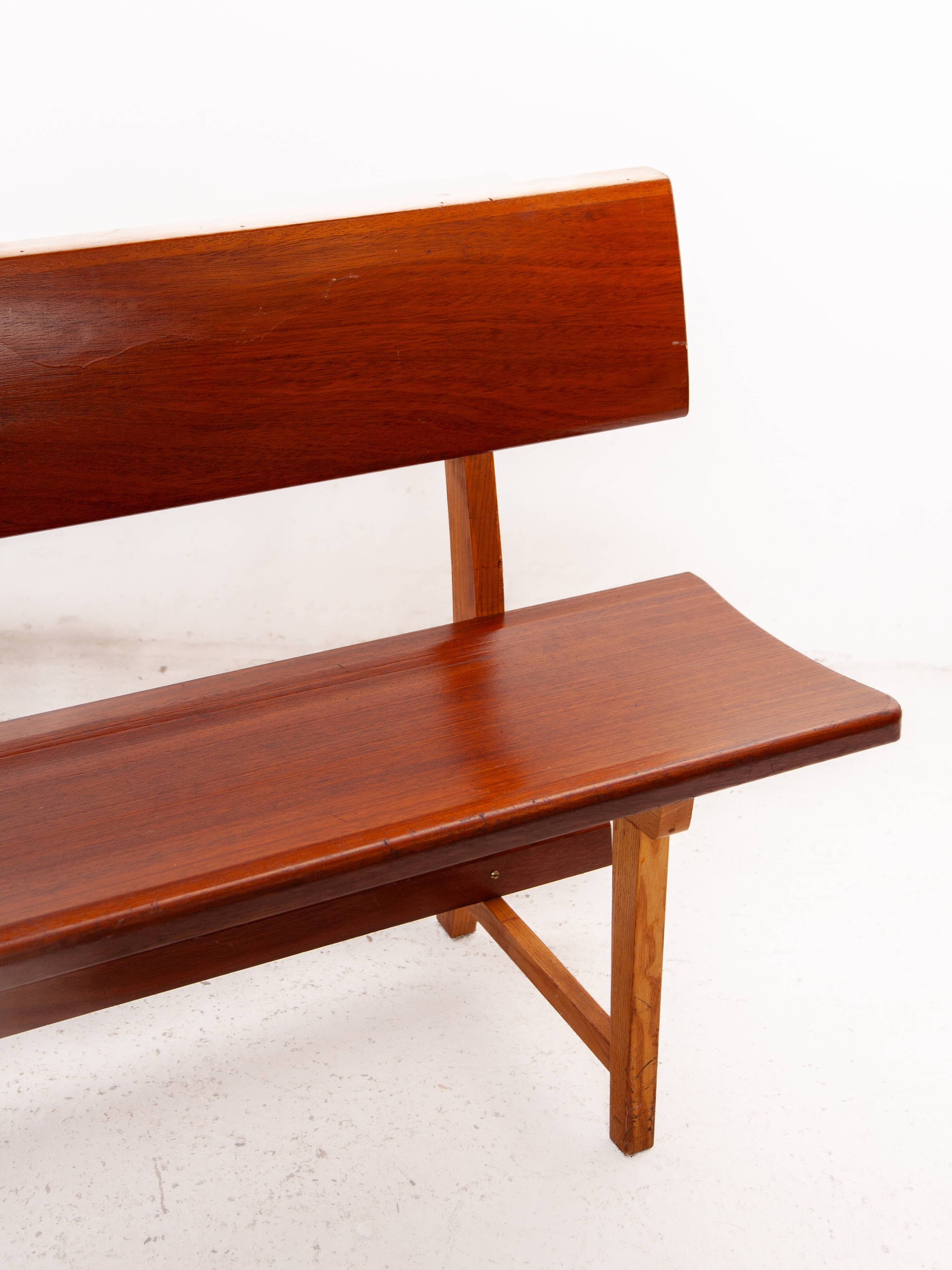 Large Solid Wooden Bench,1960s, Belgium