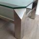 Table basse chromée à plateaux de verre et miroir
