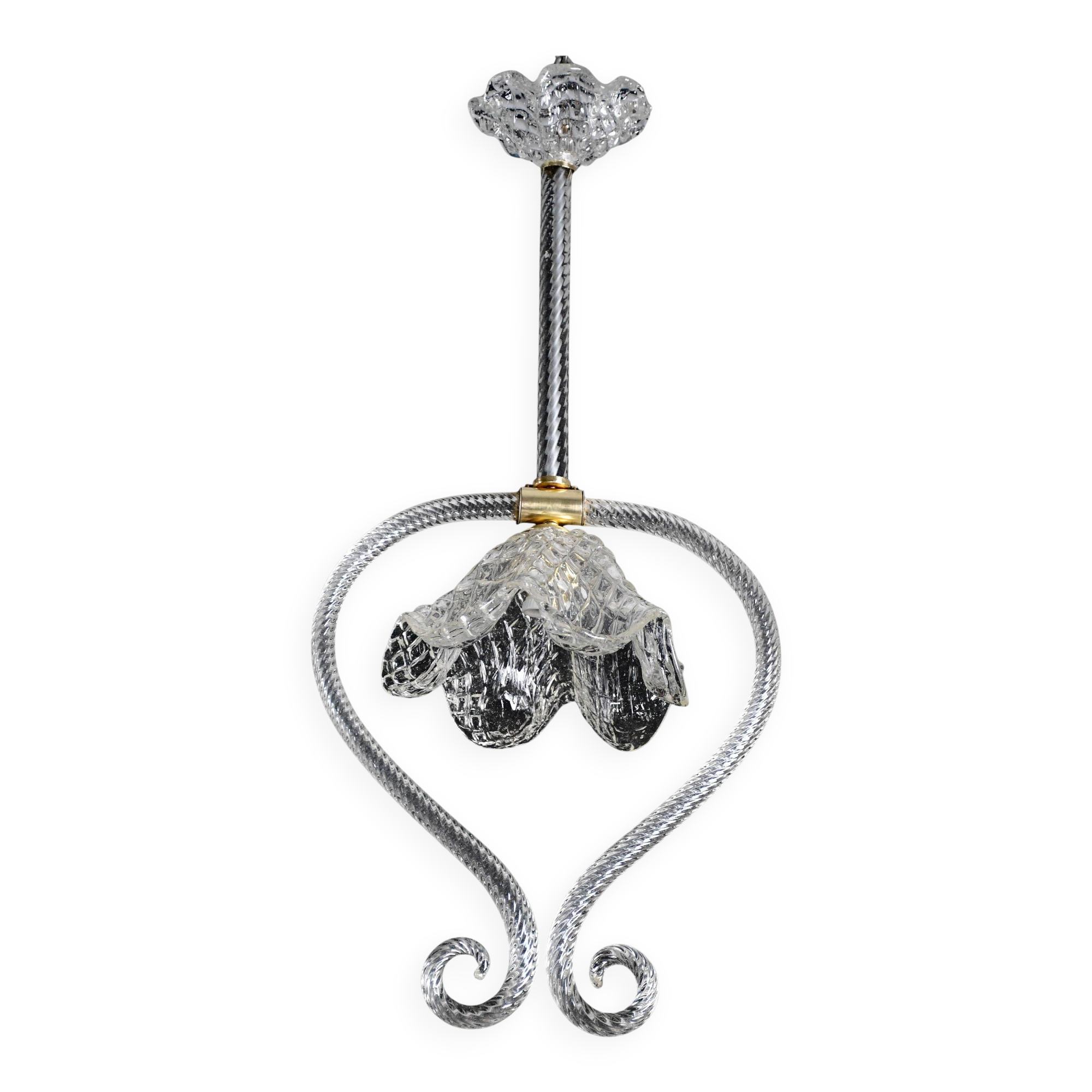 Charming Art Deco Barovier & Toso pendant light chandelier Murano glass, 1950s