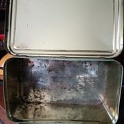 Old metal box 30x18 regibana green flower