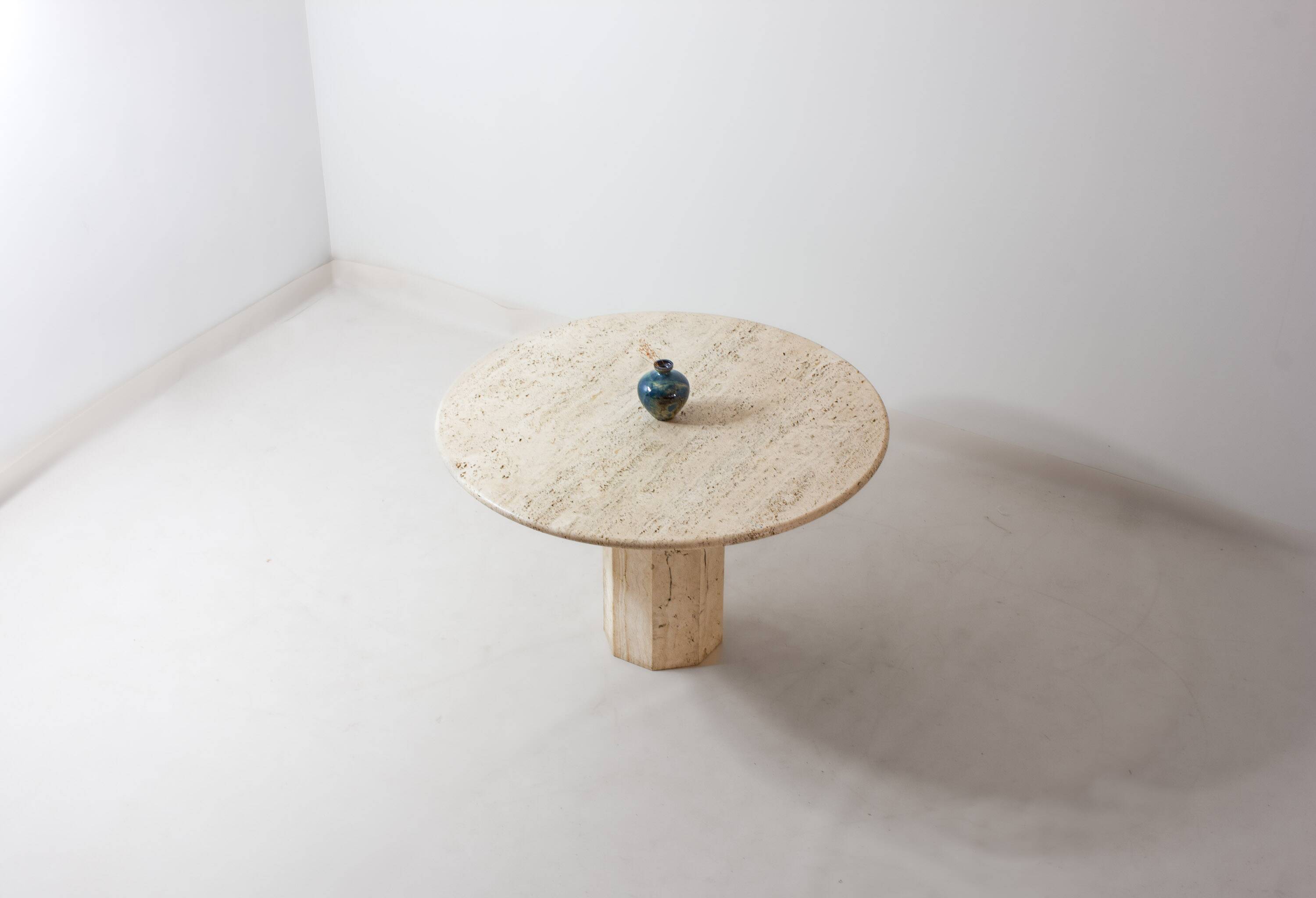 Organic travertine dining table, Italy 1970s