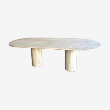 Oblong dining table olya - 180x90 - natural travertine