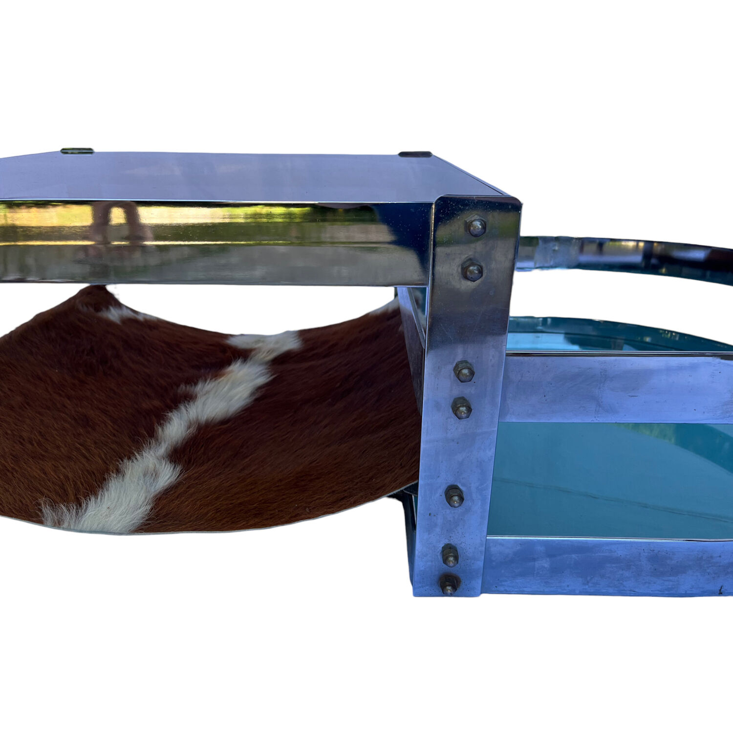 Glass and chrome steel coffee table