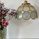 Vintage lampshade suspension in mother-of-pearl and brass